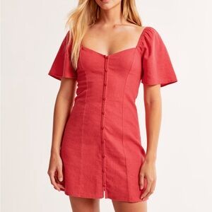 Abercrombie Linen-Blend Button-Through Mini Dress